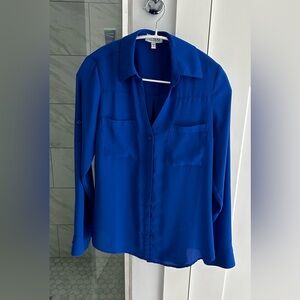 Express Portofino Dress Button Down Shirt in Blue Small